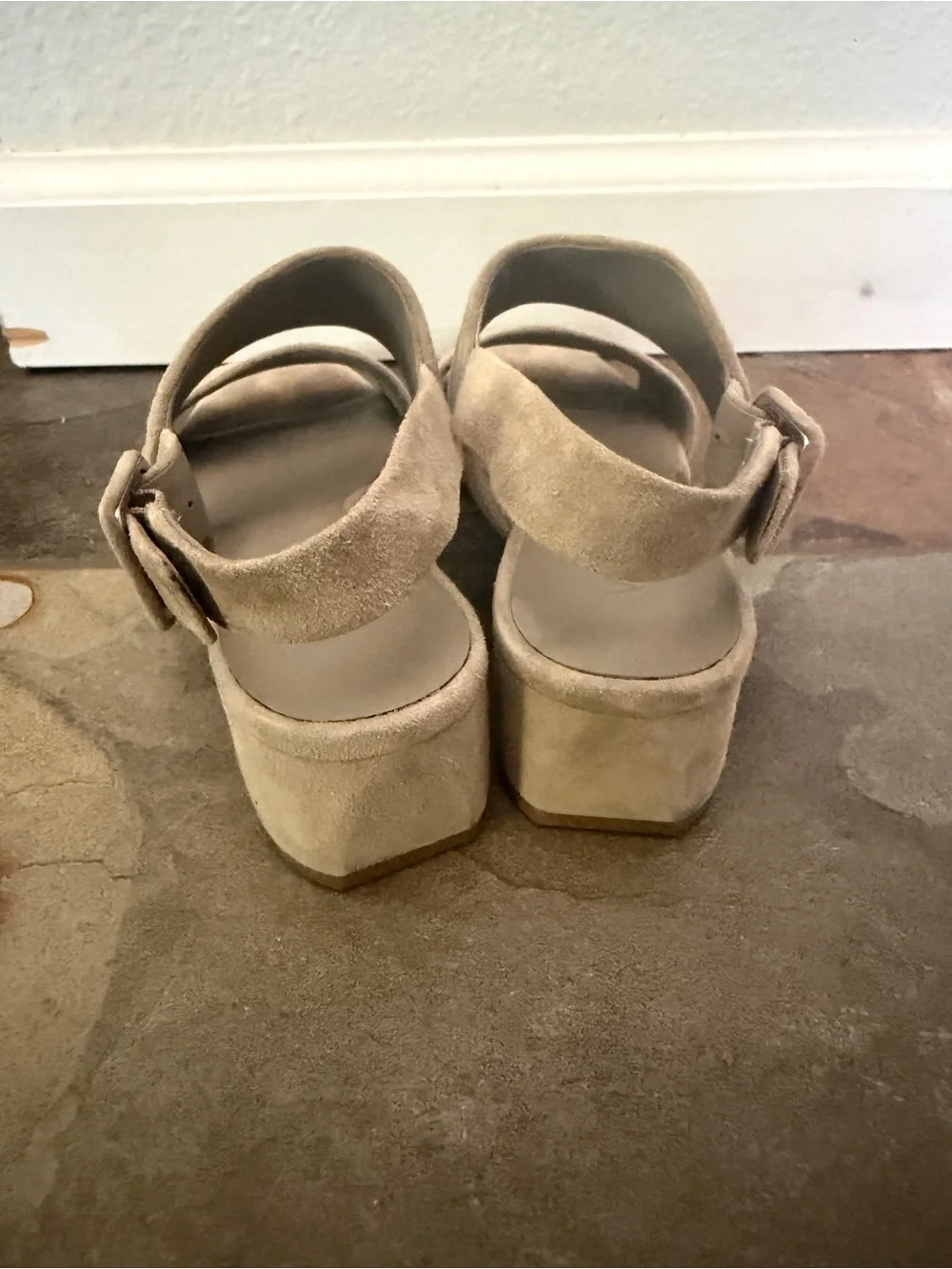 Vince Taupe Suede Wedge Sandals size 6